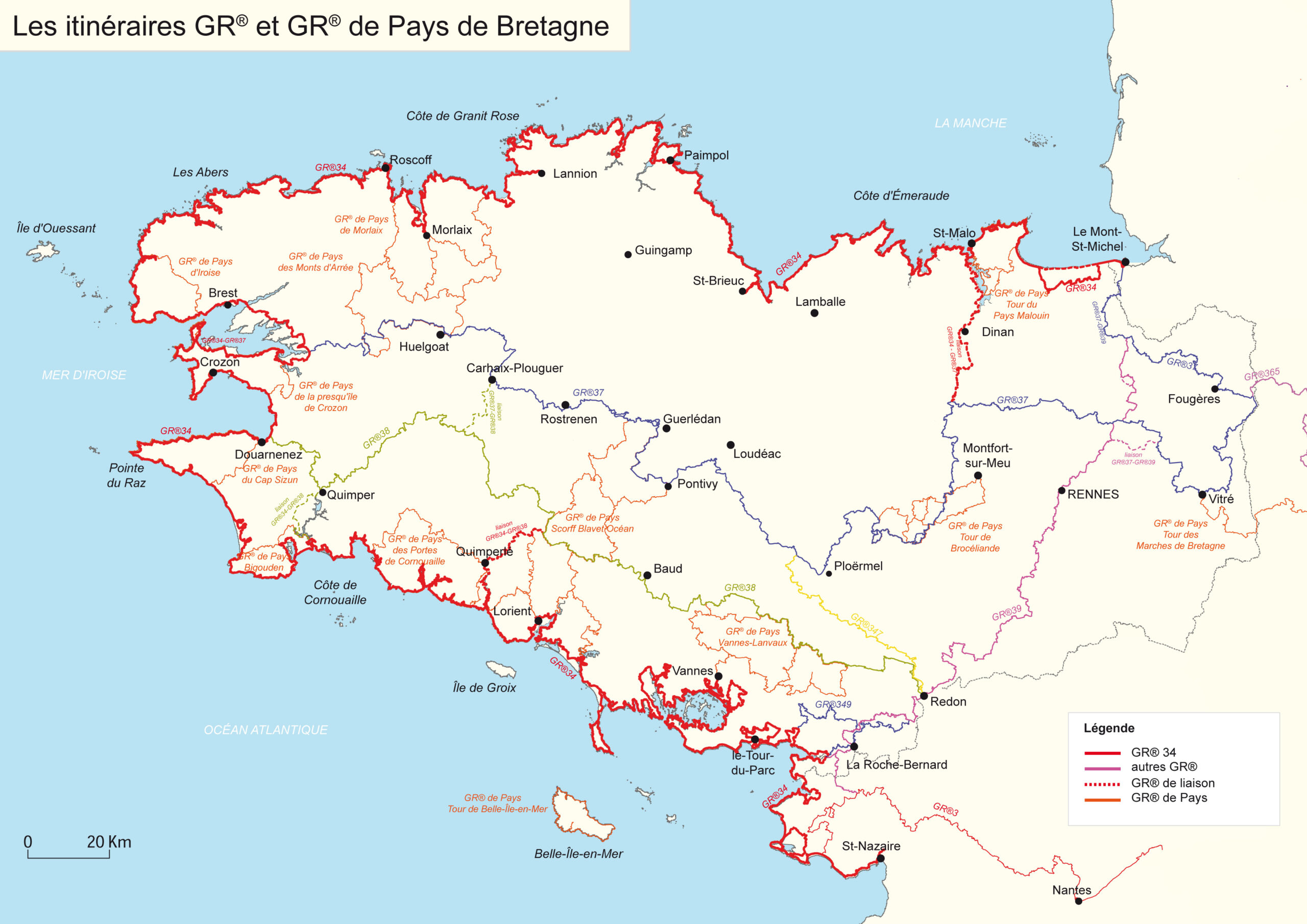 carte GR et GRP Bretagne 2025