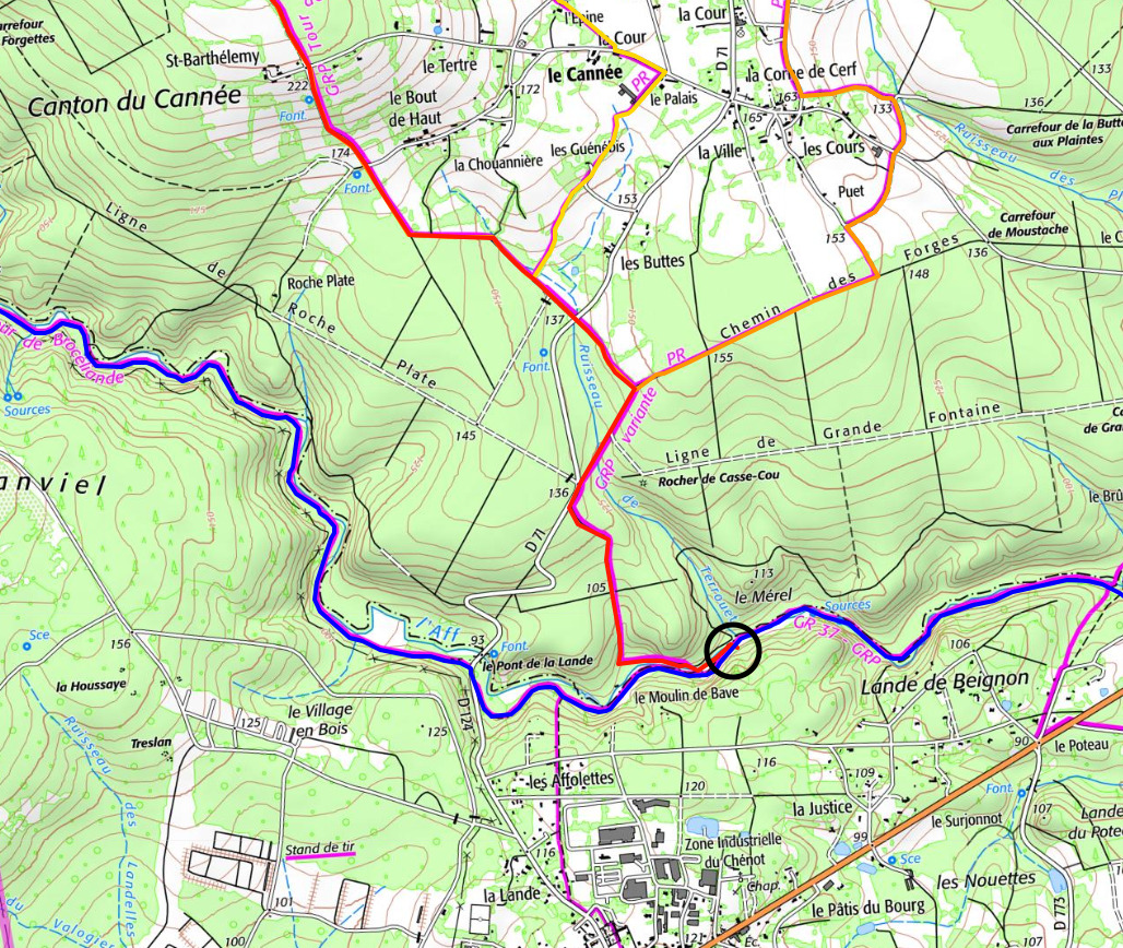 alerte sentier beignon 2025 carte de la commune de Beignon indiquant une alerte sur un itinéraire