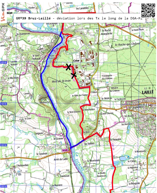 26-09-Bruz- Le Boel Carte déviation du sentier à Bruz